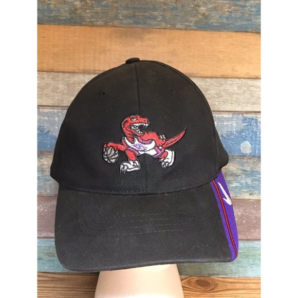 VINTAGE Nike Toronto Raptors Hat Cap Dad NBA L XL Black Fitted Basketball Adult - Picture 1 of 9